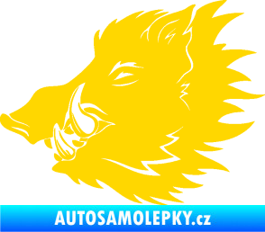 Samolepka Divoké prase 001 levá kanec hlava jasně žlutá