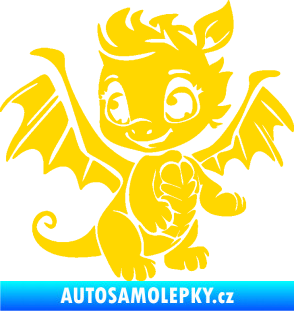 Samolepka Dragon 054 levá roztomilý dráček jasně žlutá