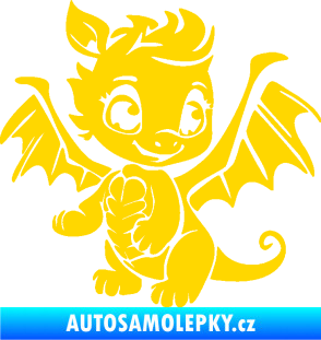 Samolepka Dragon 054 pravá roztomilý dráček jasně žlutá