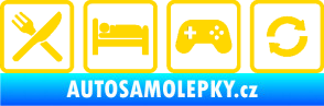 Samolepka Eat sleep game repeat hrát počítačové hry jasně žlutá