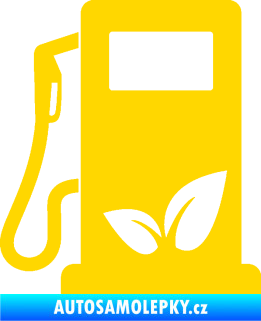 Samolepka Elektro auto 001 levá symbol eko čerpací stanice jasně žlutá