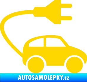 Samolepka Elektro auto 002 pravá symbol zásuvka jasně žlutá