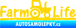 Samolepka Farm life nápis s traktorem jasně žlutá