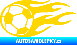 Samolepka Fotbalový míč 004 levá v plamenech jasně žlutá