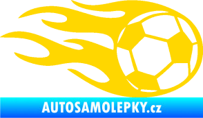 Samolepka Fotbalový míč 004 pravá v plamenech jasně žlutá