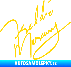Samolepka Fredie Mercury podpis jasně žlutá