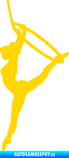 Samolepka Gymnastka 004 levá cvičení s kruhem jasně žlutá