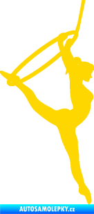 Samolepka Gymnastka 004 pravá cvičení s kruhem jasně žlutá