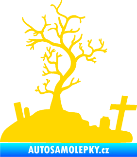 Samolepka Halloween 019 levá hřbitov jasně žlutá