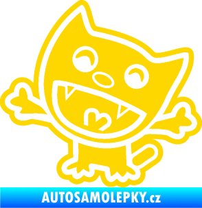 Samolepka Happy cat 002 levá šťastná kočka jasně žlutá