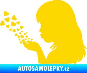 Samolepka Holčička se srdíčky levá jasně žlutá