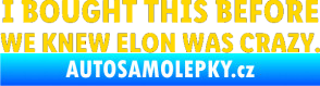 Samolepka I Bought This Before We Knew Elon Was Crazy  jasně žlutá