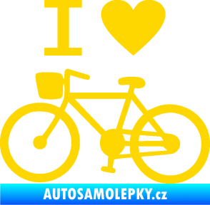 Samolepka I love cycling levá jasně žlutá