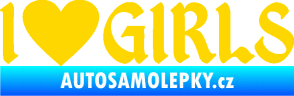 Samolepka I love girls nápis se srdcem jasně žlutá