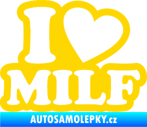 Samolepka I love milf 002 nápis jasně žlutá