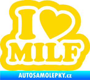 Samolepka I love milf 003 nápis jasně žlutá