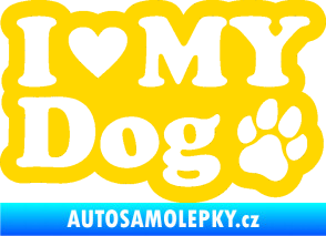 Samolepka I love my dog 002 jasně žlutá