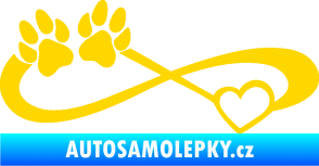 Samolepka Infinity 003 pravá srdce a tlapky jasně žlutá