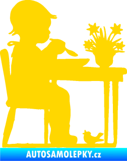 Samolepka Interiér 001 levá dítě u stolečku jasně žlutá