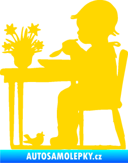 Samolepka Interiér 001 pravá dítě u stolečku jasně žlutá