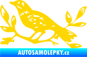Samolepka Interiér 003 levá ptáček na větvičce jasně žlutá