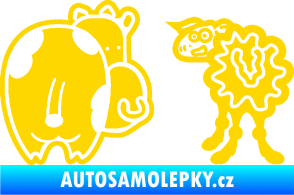 Samolepka JDM kravička a ovečka 002 levá jasně žlutá