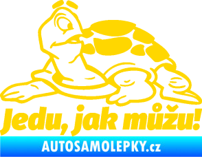 Samolepka Jedu, jak můžu! 001 levá nápis se želvou jasně žlutá