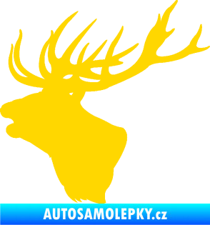 Samolepka Jelen 001 levá silueta hlavy jasně žlutá