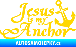 Samolepka Jesus is my anchor jasně žlutá