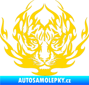 Samolepka Kapota 033 tygr v plamenech jasně žlutá