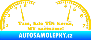 Samolepka Kde TDi končí jedna barva jasně žlutá