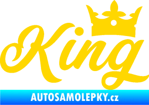 Samolepka King nápis s korunou jasně žlutá