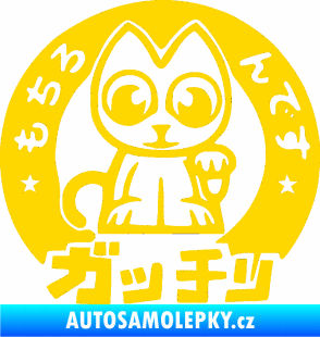 Samolepka Kočička lucky cat JDM 002  jasně žlutá