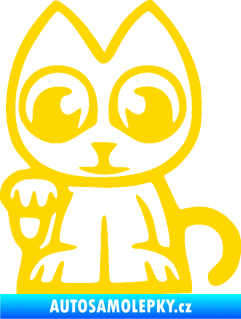 Samolepka Kočička lucky cat JDM levá jasně žlutá