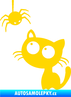 Samolepka Kočička s pavoukem levá jasně žlutá