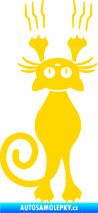 Samolepka Kočka 023 levá s drápanci jasně žlutá