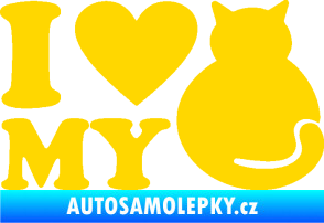 Samolepka Kočka 033 I love my cat jasně žlutá