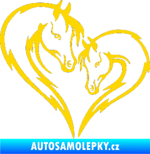 Samolepka Koníci 002 - levá srdíčko kůň s hříbátkem jasně žlutá