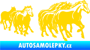 Samolepka Koníci 005 stádo pravá jasně žlutá