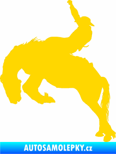 Samolepka Kovboj 001 levá rodeo na koni jasně žlutá
