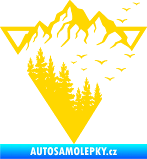 Samolepka Krajina hory 042 pravá magický trojúhelník jasně žlutá