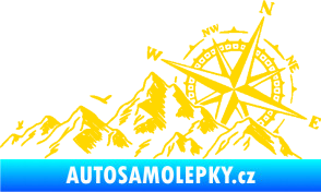 Samolepka Krajina hory 043 pravá s kompasem jasně žlutá