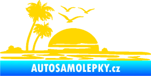 Samolepka Krajina moře 001 levá karavan na cestách jasně žlutá