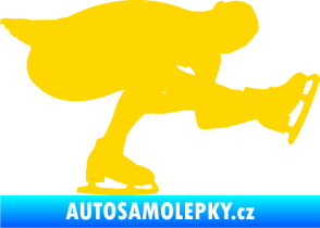 Samolepka Krasobruslení 007 pravá krasobruslařka jasně žlutá