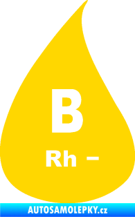 Samolepka Krevní skupina B Rh- kapka jasně žlutá