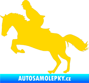 Samolepka Kůň 014 levá skok s jezdcem jasně žlutá