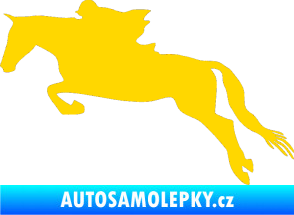Samolepka Kůň 015 levá skok s jezdcem jasně žlutá