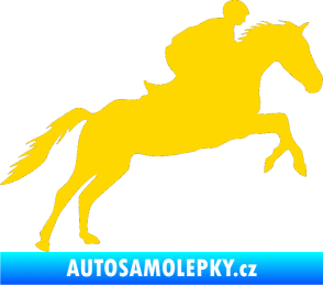 Samolepka Kůň 019 pravá jezdec v sedle jasně žlutá