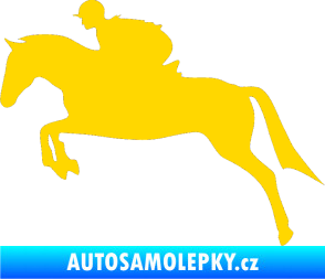 Samolepka Kůň 020 levá skok s jezdcem jasně žlutá