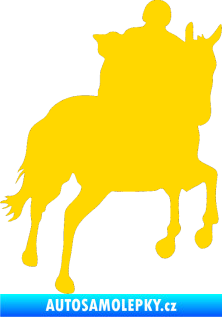 Samolepka Kůň 021 pravá s jezdcem jasně žlutá